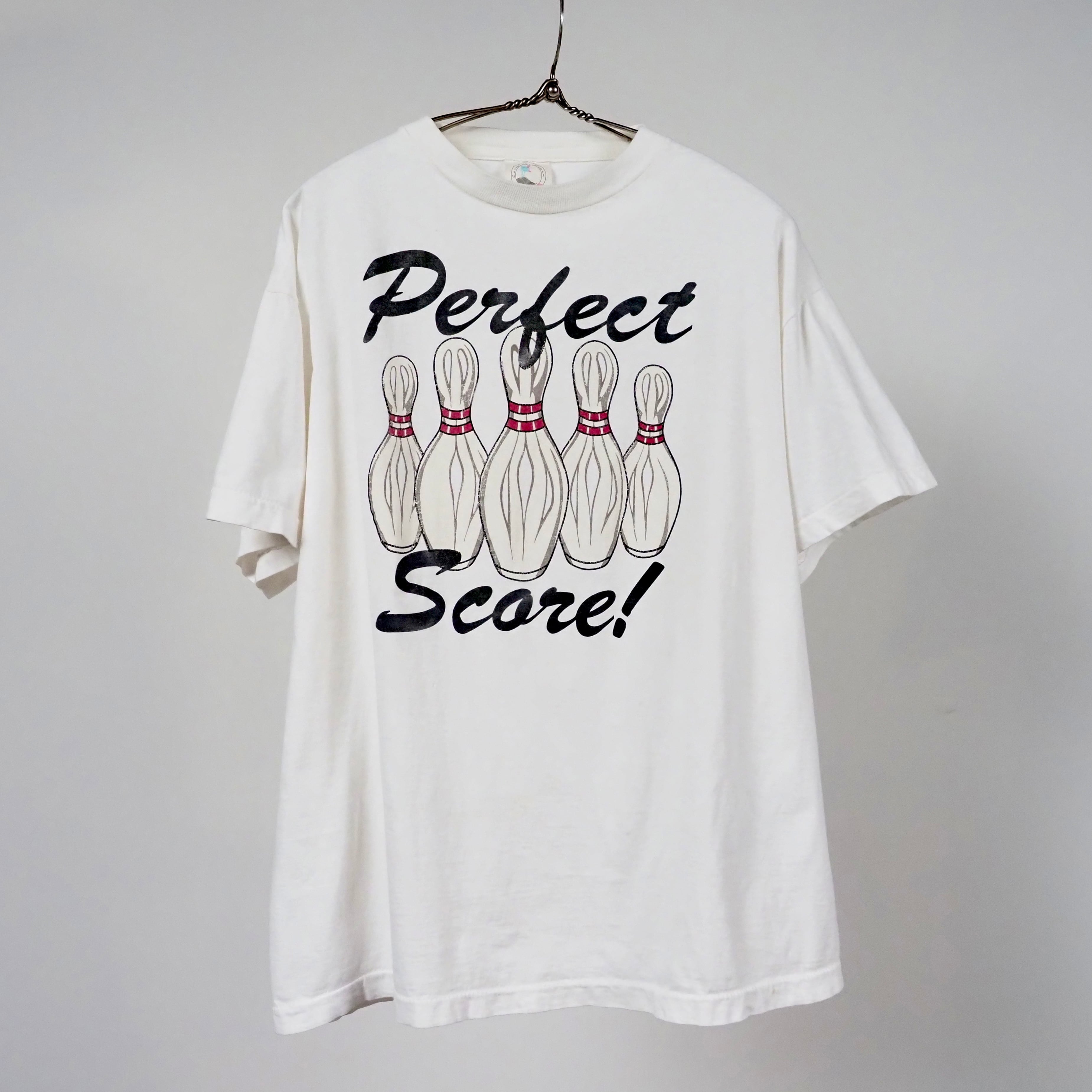 90's "Perfect Score" Single Stitch Print T-shirt XL ボーリングピン ヴィンテージ Tシャツ