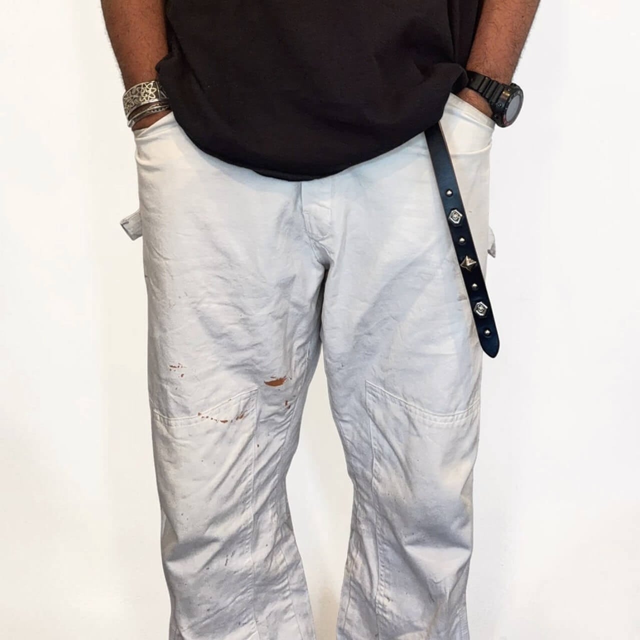 Re-ACT / Studs Sword tip Narrow Long Belt - スタッズ ソードチップ
