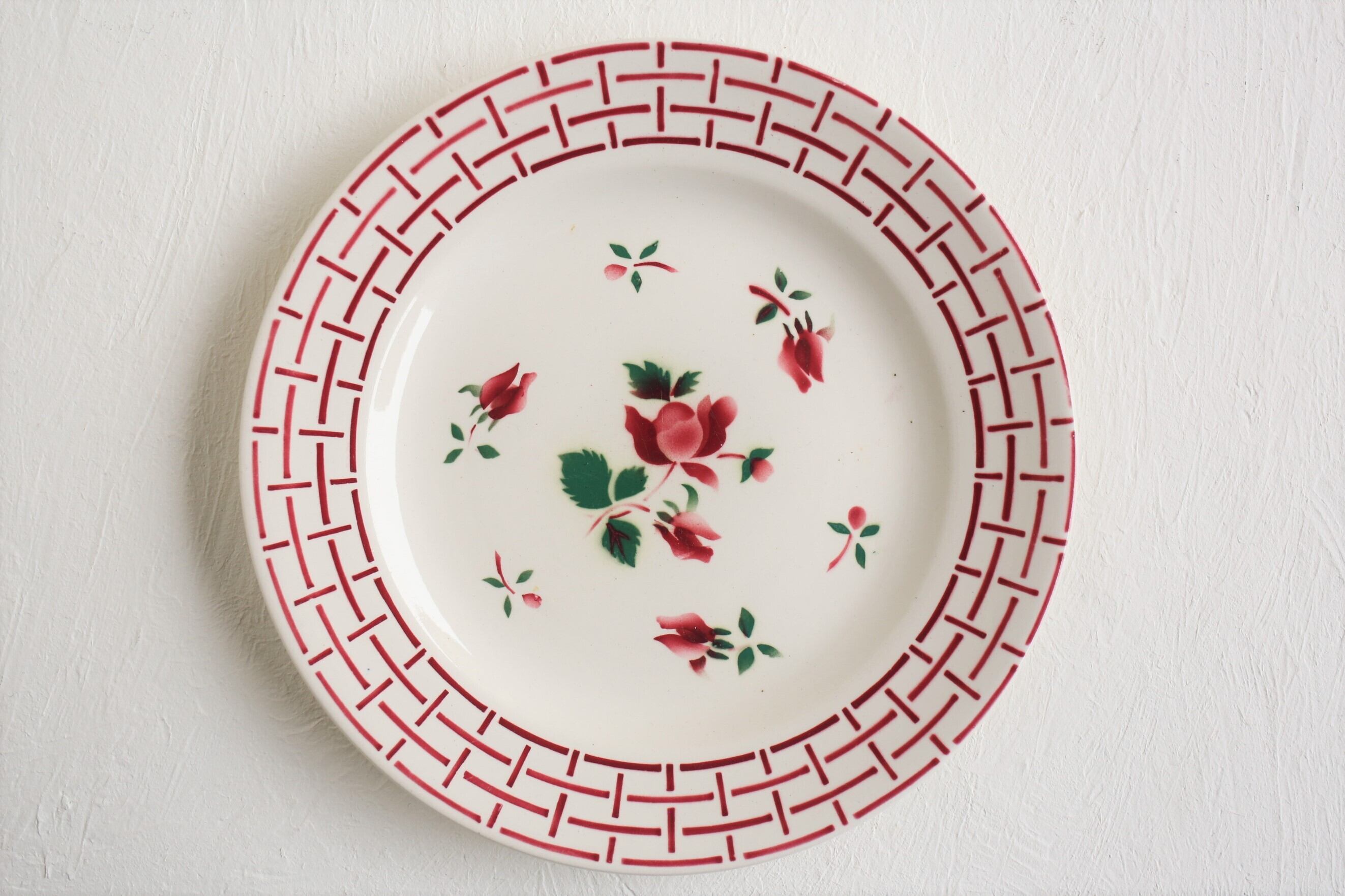 フランス アンティーク ヴィンテージ DIGOIN SARREGUEMINES サルグミンヌ デザートプレート『ROSA』N-00844a