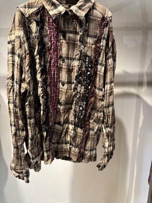 【26AW】OPEN YY オープン ワイワイ/ シャツ / CHECKERED CRINKLE RUFFLE SHIRT