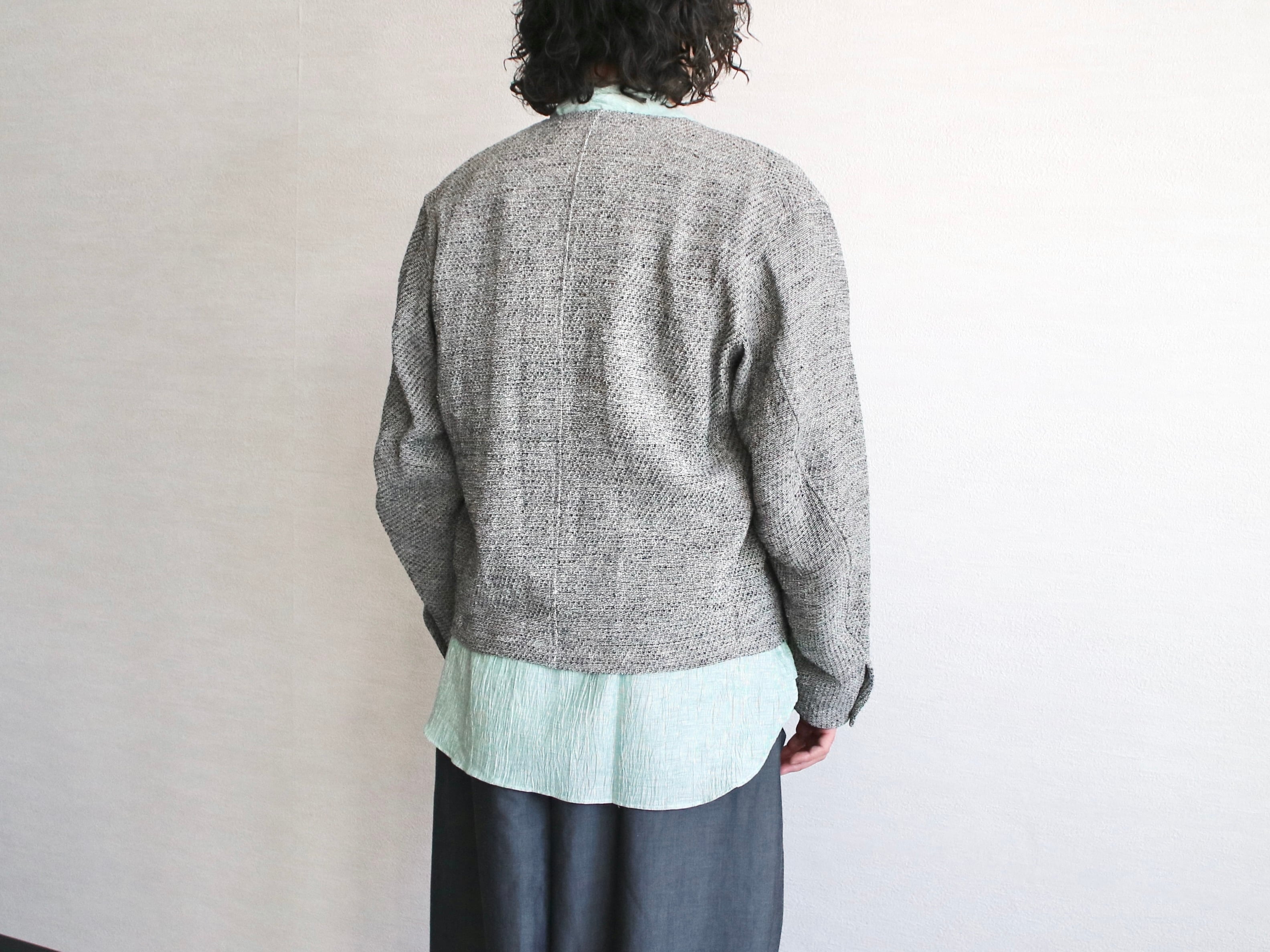 HAVERSACK ハバーサック】LINEN SILK TWEED NO COLLAR JACKET リネン 
