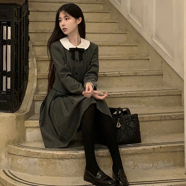 クラロリ スカート 着丈58?p 膝丈 グレー ミドル丈 プリーツスカート 新入学 卒業式 JK 制服 控えめ 上品 エレガント｜SEASONZ
