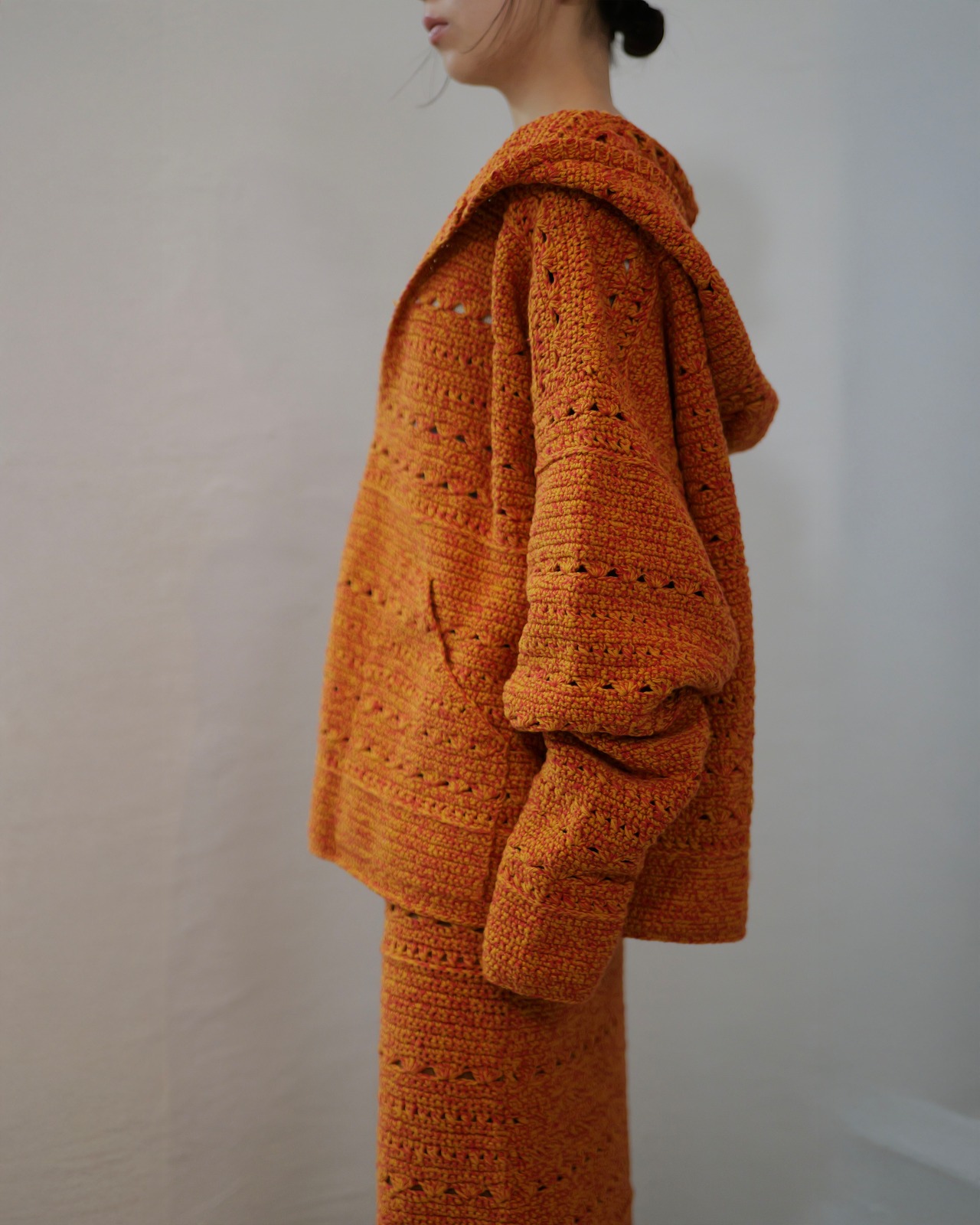 AMBERGLEAM - HAND KNIT MEXICAN PARKA ：Indigo / God of the Sun｜ハンドメイド／コットン100%／ユニセックス