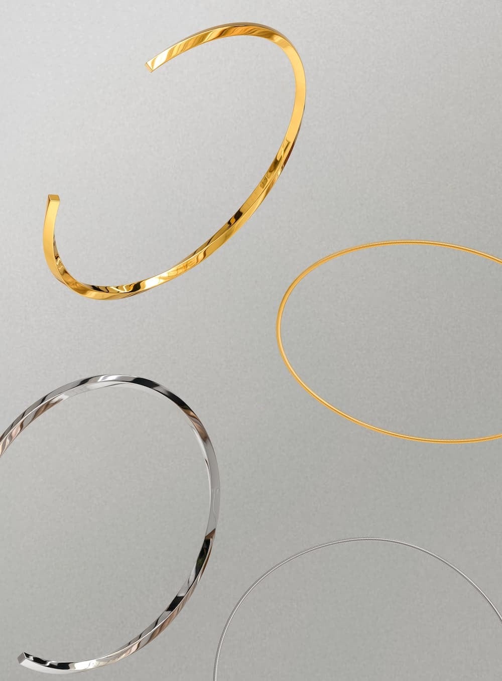 silver thin bracelet set (bangle x bracelet) #s4 | garcia
