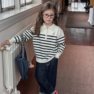 秋カジュアルボーダーセーター