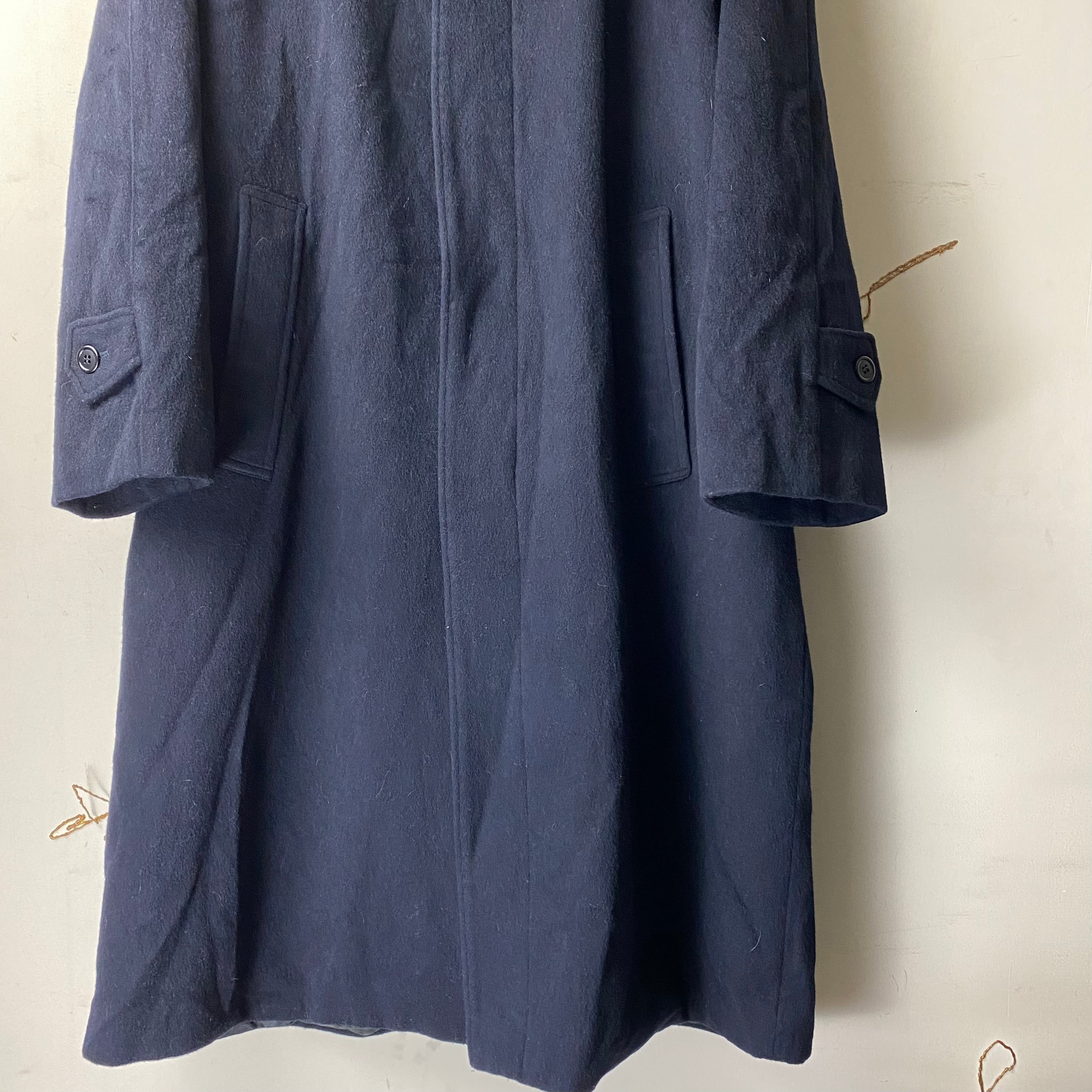 A.A.R YOHJI YAMAMOTO dark navy wool A-line balmacaan coat | NOIR
