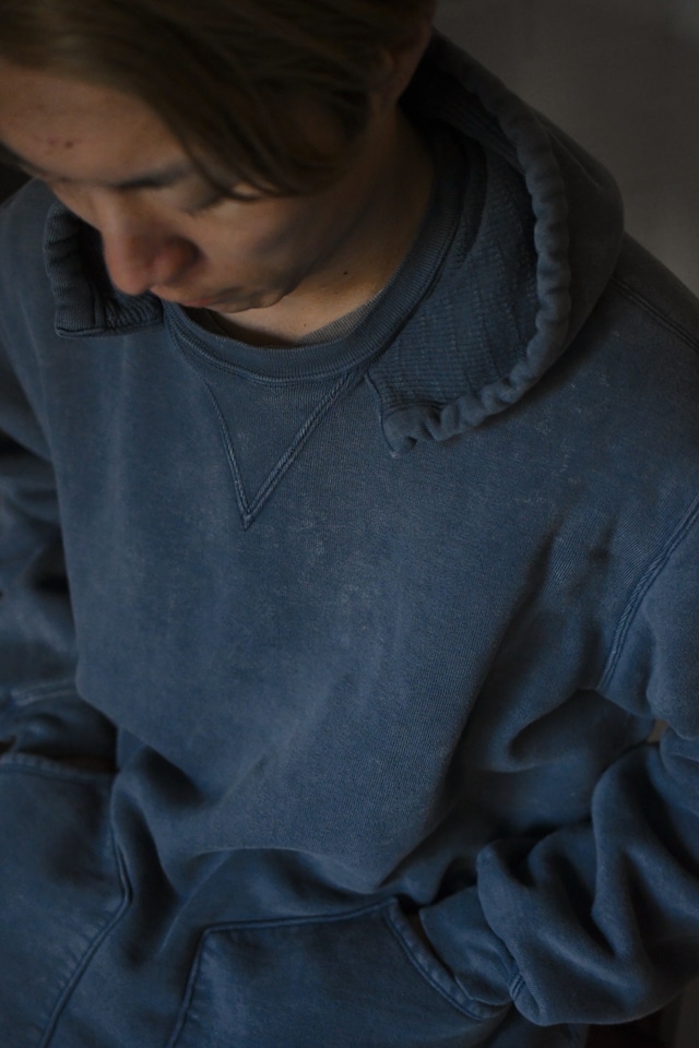 A.PRESSE / Vintage Attached Hood Sweat Parka (BLUE)