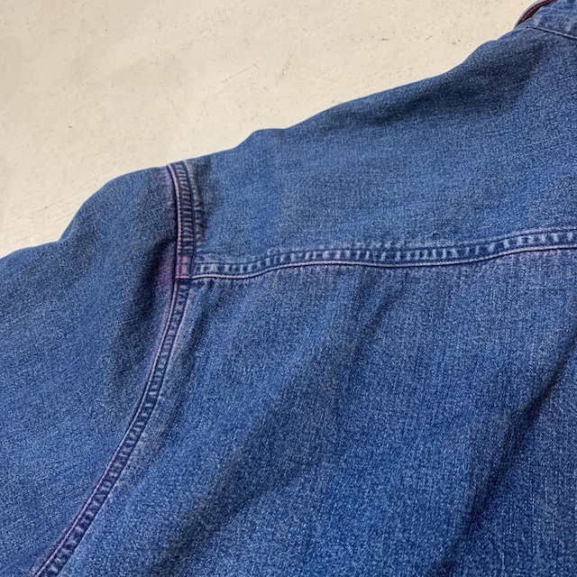 90s EddieBauer DENIM 裏地付きデニムシャツ チェック柄 XL