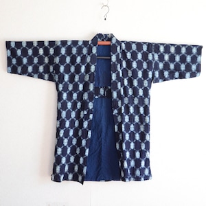 野良着藍染絣木綿着物古布ジャパンヴィンテージリメイク素材昭和 | noragi jacket indigo kimono cotton kasuri fabric japan vintage
