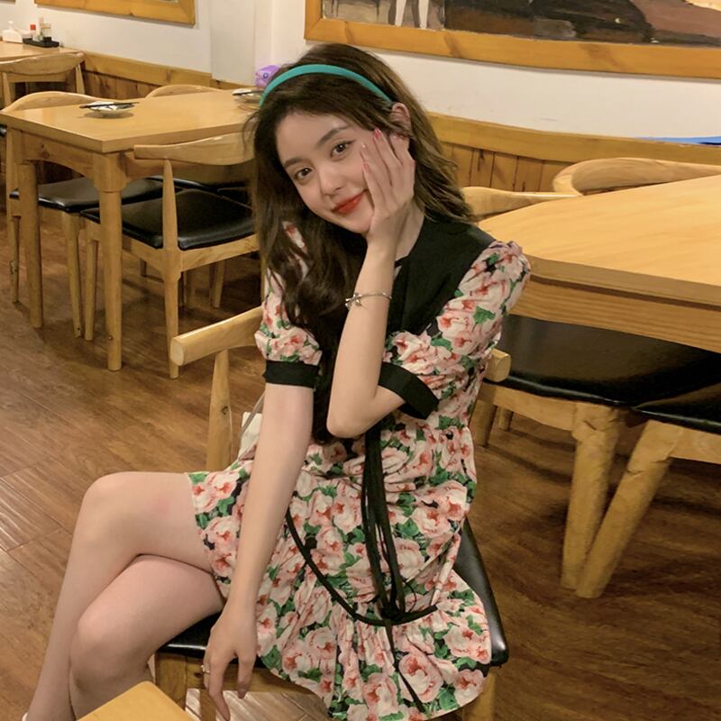 フローラルドレス サマースタイルスリーブスカート 夏物 花柄 スーパーモール75940105140