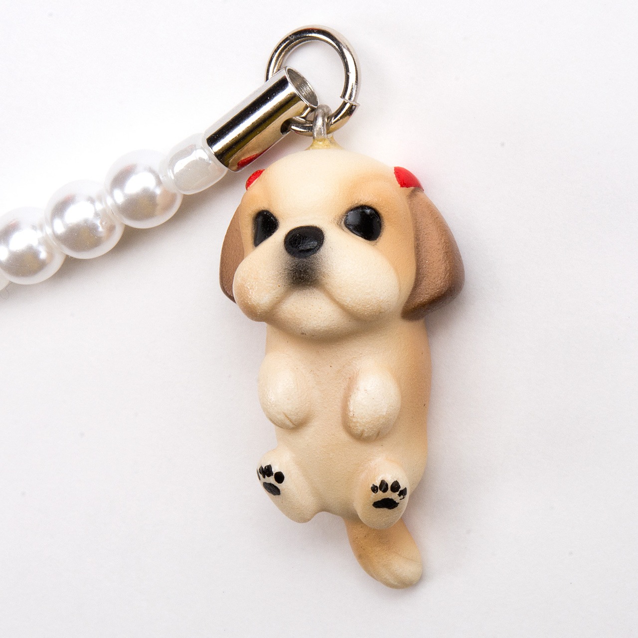 Dog 92 Shih Tzu シーズー ゴールドホワイト ビーズ ストラップ DN-5001