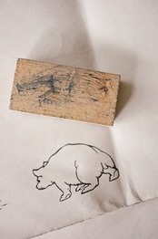 フランス 8c 大きなクマさんとメランコリーな木製スタンプ ヴィンテージ