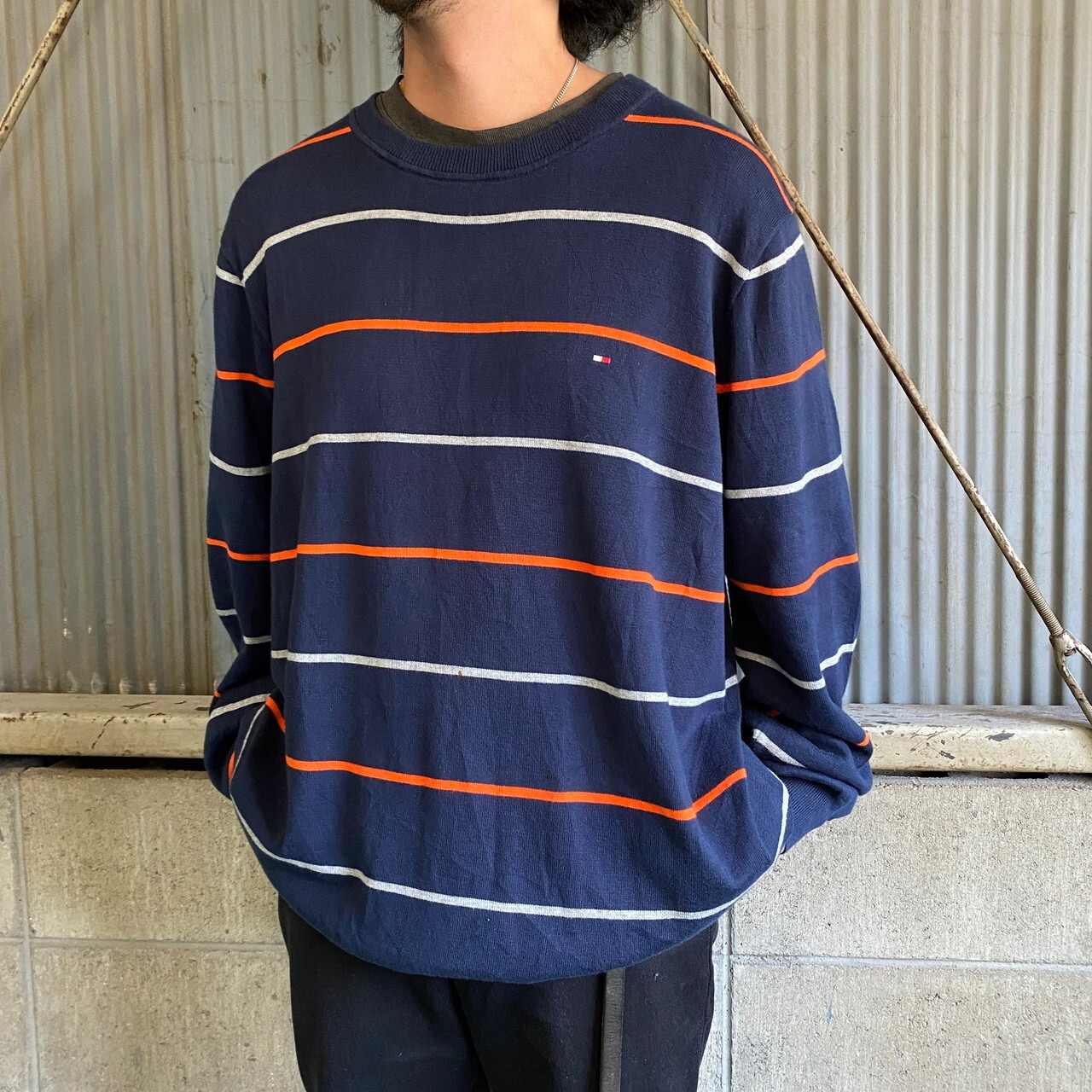 TOMMY HILFIGER トミーヒルフィガー ボーダー ニットセーター メンズ 