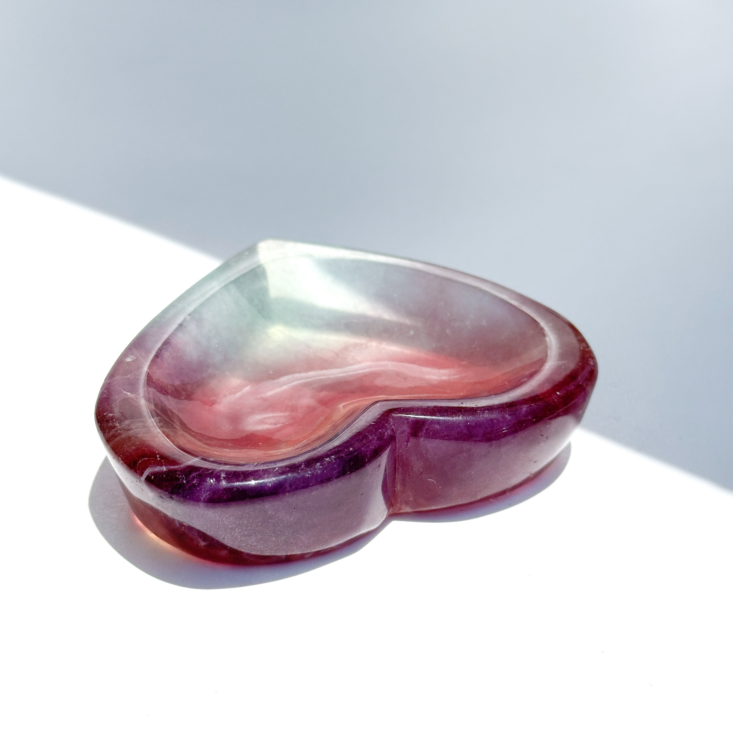 レインボーフローライトハート型のうつわ03◇ RainbowFluorite
