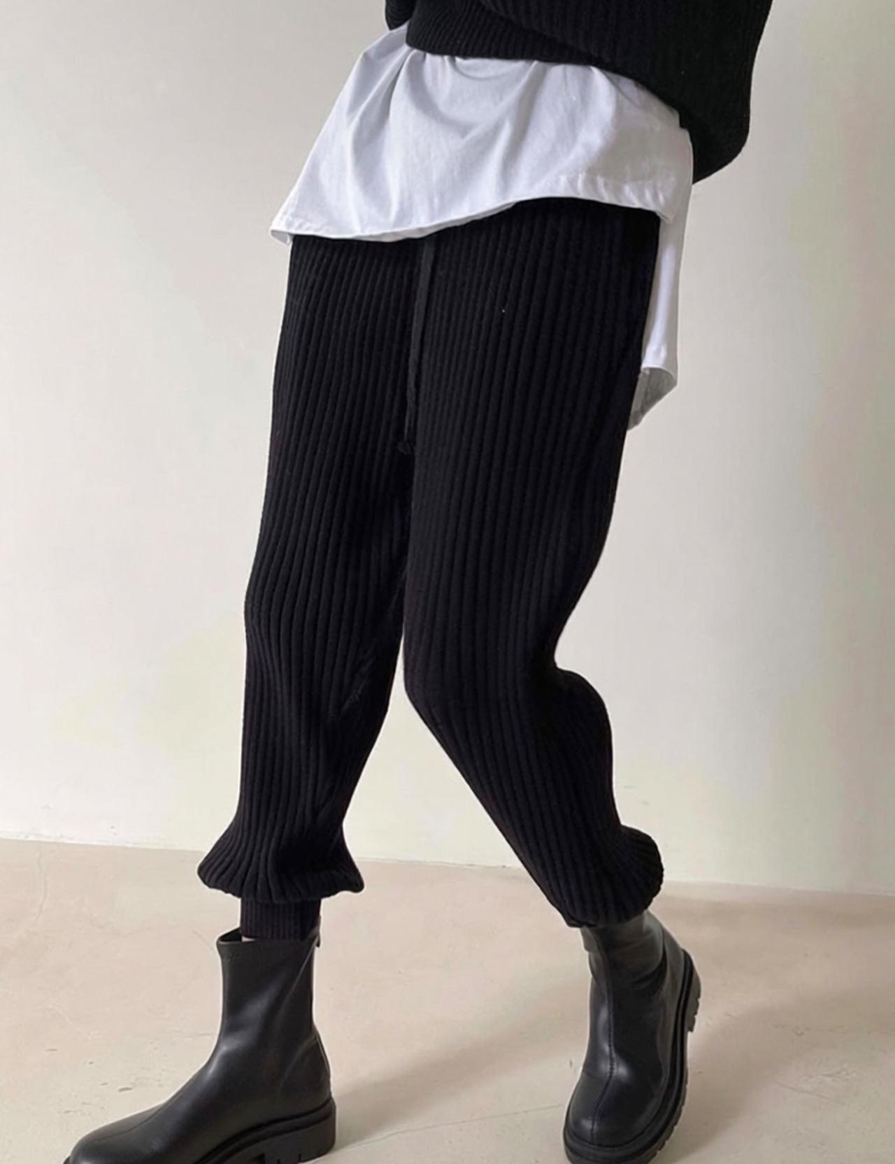 【新作5%OFF・3日間】Chunky Rib-knit Joggers_2colors