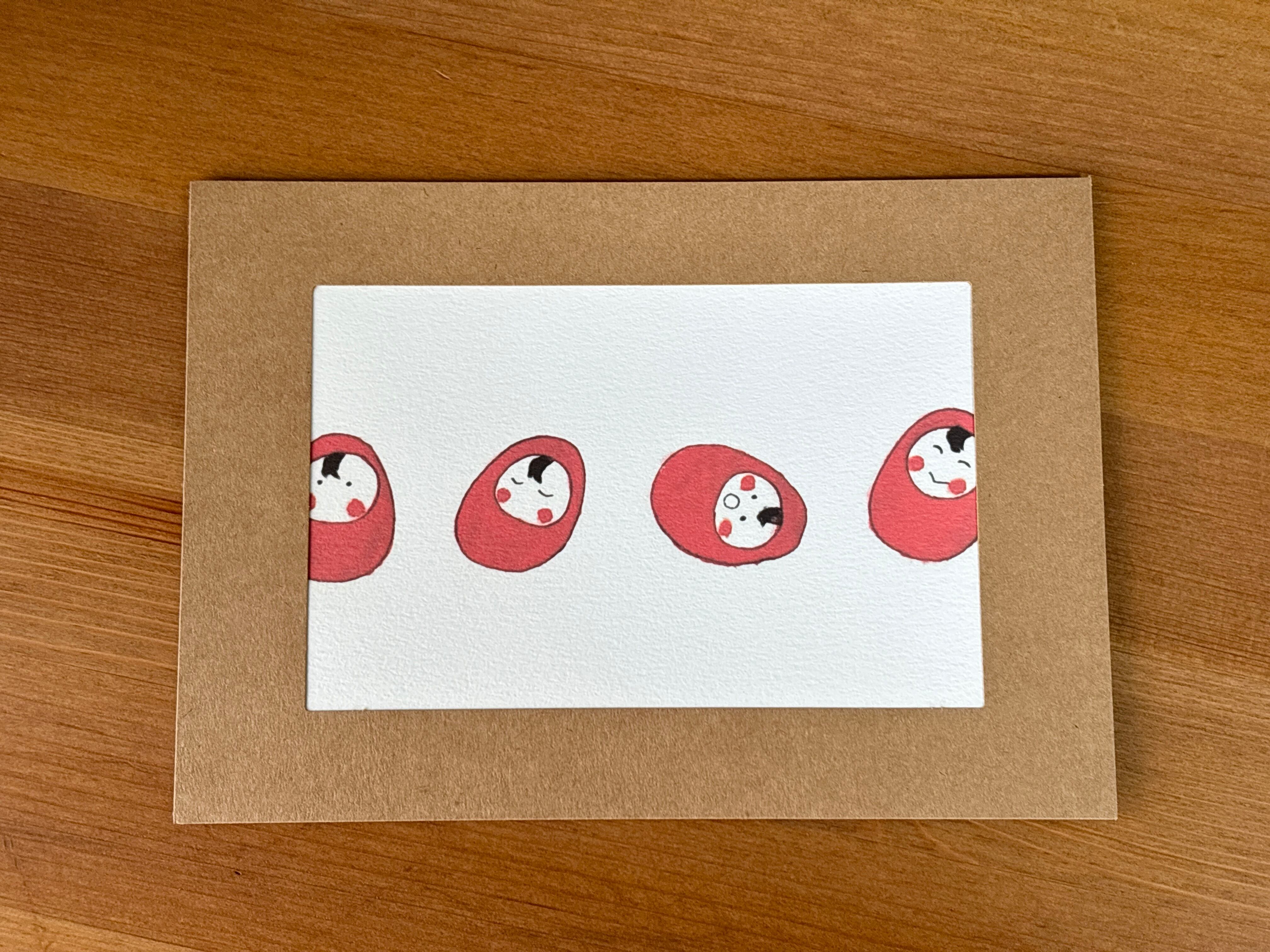 油絵　ミャンマー　「幸せになりますように」 ミャンマー 水彩プリント 額入りイラスト【ミャンマーだるま】 TZK0025