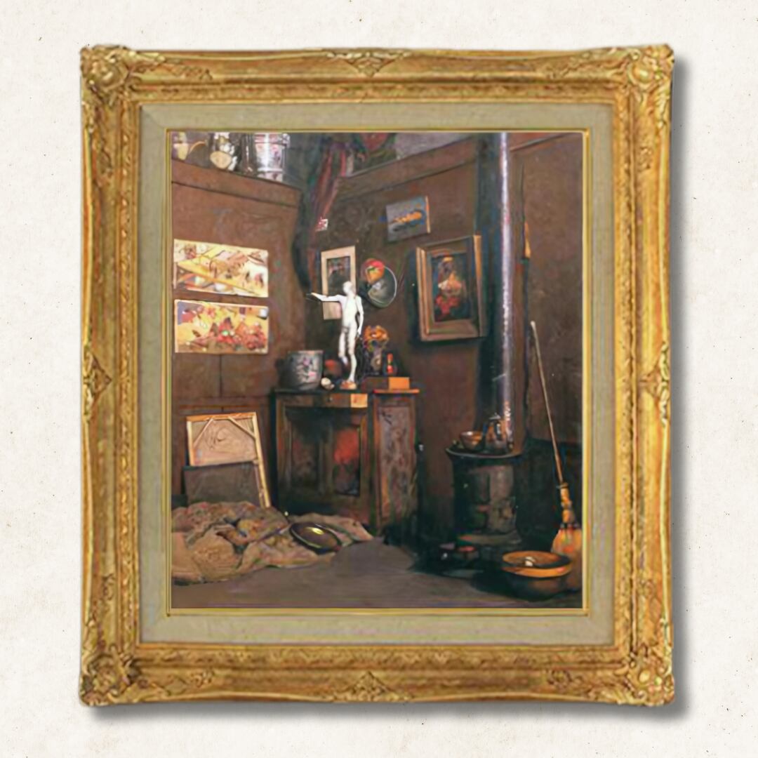 直筆仕上げ油絵【カイユボット】 アトリエのインテリア F10 絵画 アート インテリア 風景画