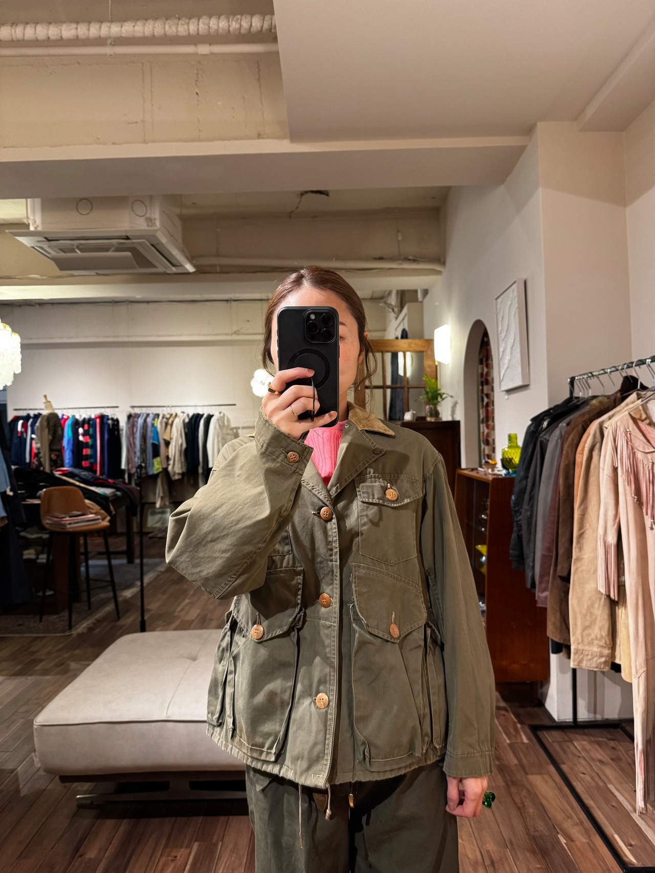 1940s-50s "fishuntex by RED HEAD" Cotton Poplin Fishing & Hunting Jacket