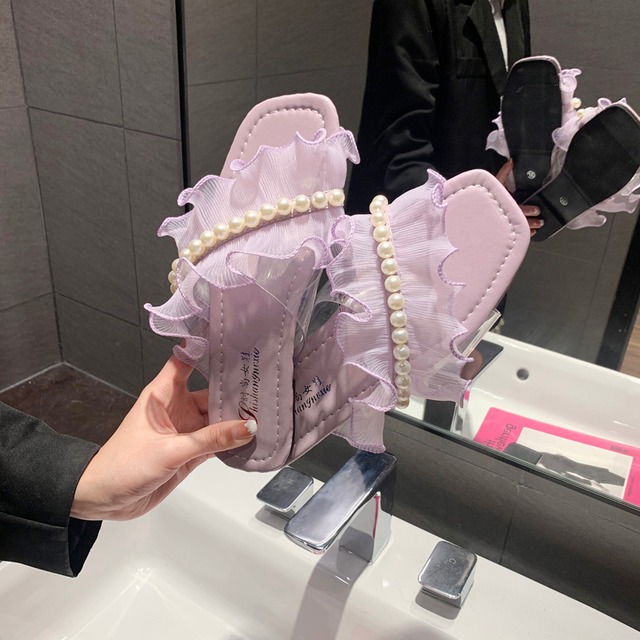 ミュールサマーレッドパール 靴 シューズ 夏物 真珠 部族の婦人靴81814114993