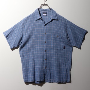 美品 M 青 Patagonia A/C Yarn Dyed Shirt ポルトガル製 パタゴニア ブルー シャツ