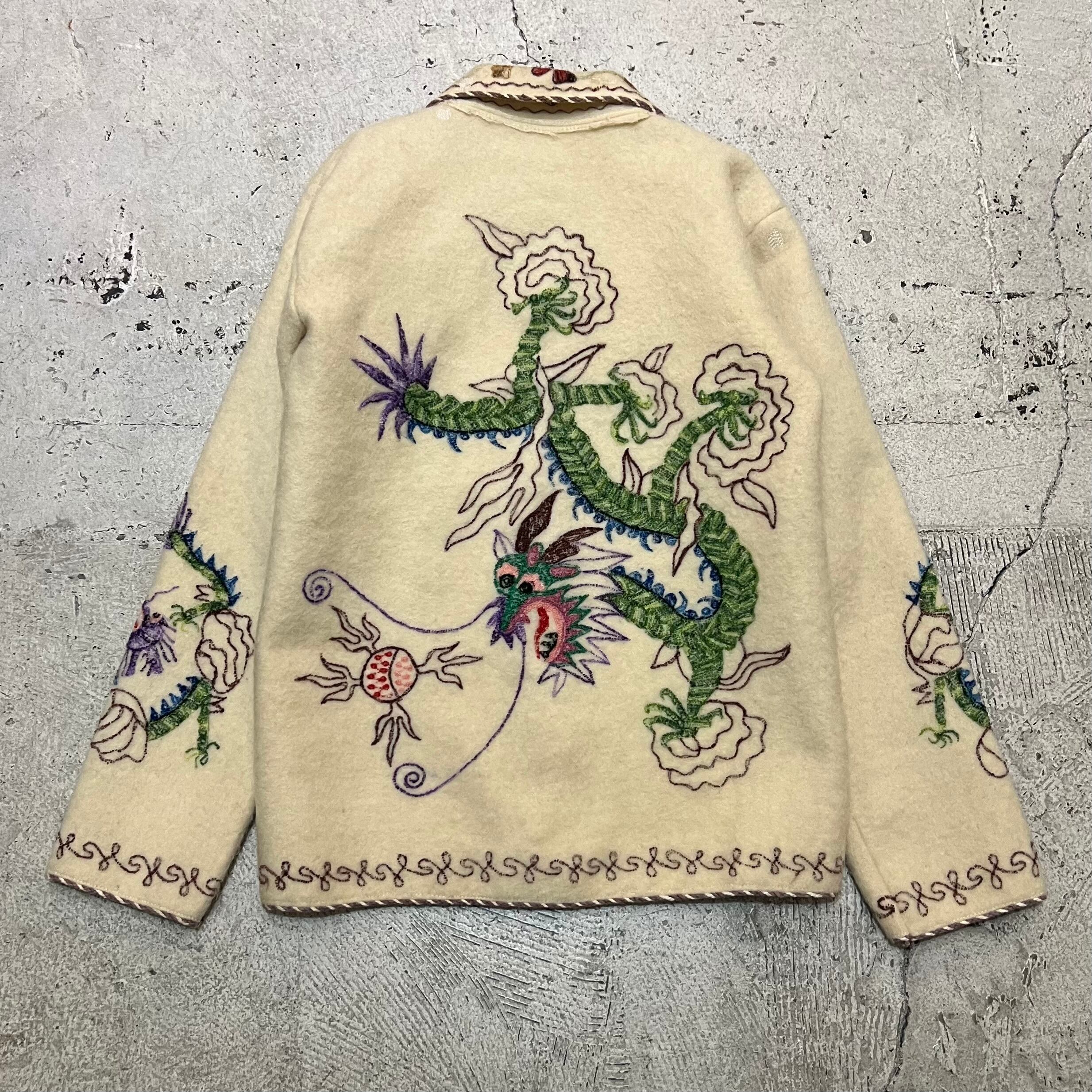 ガイジンメイド チャイナコート ウールコート 裏地 総柄 ドラゴン 刺繍