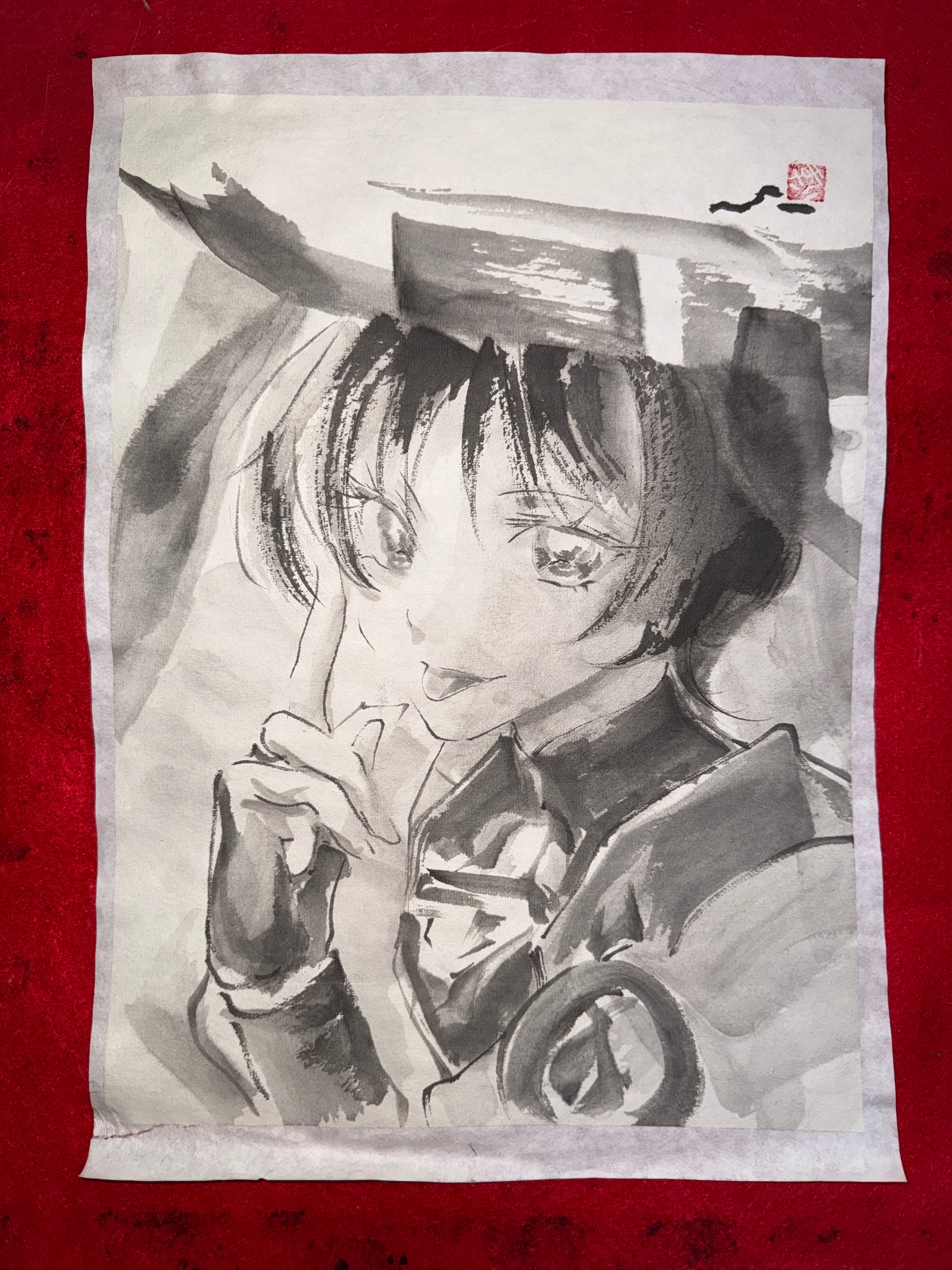 呪術廻戦 伏黒恵 肉筆画 墨絵 水墨画 美人画 原画 現品限り | まさい屋