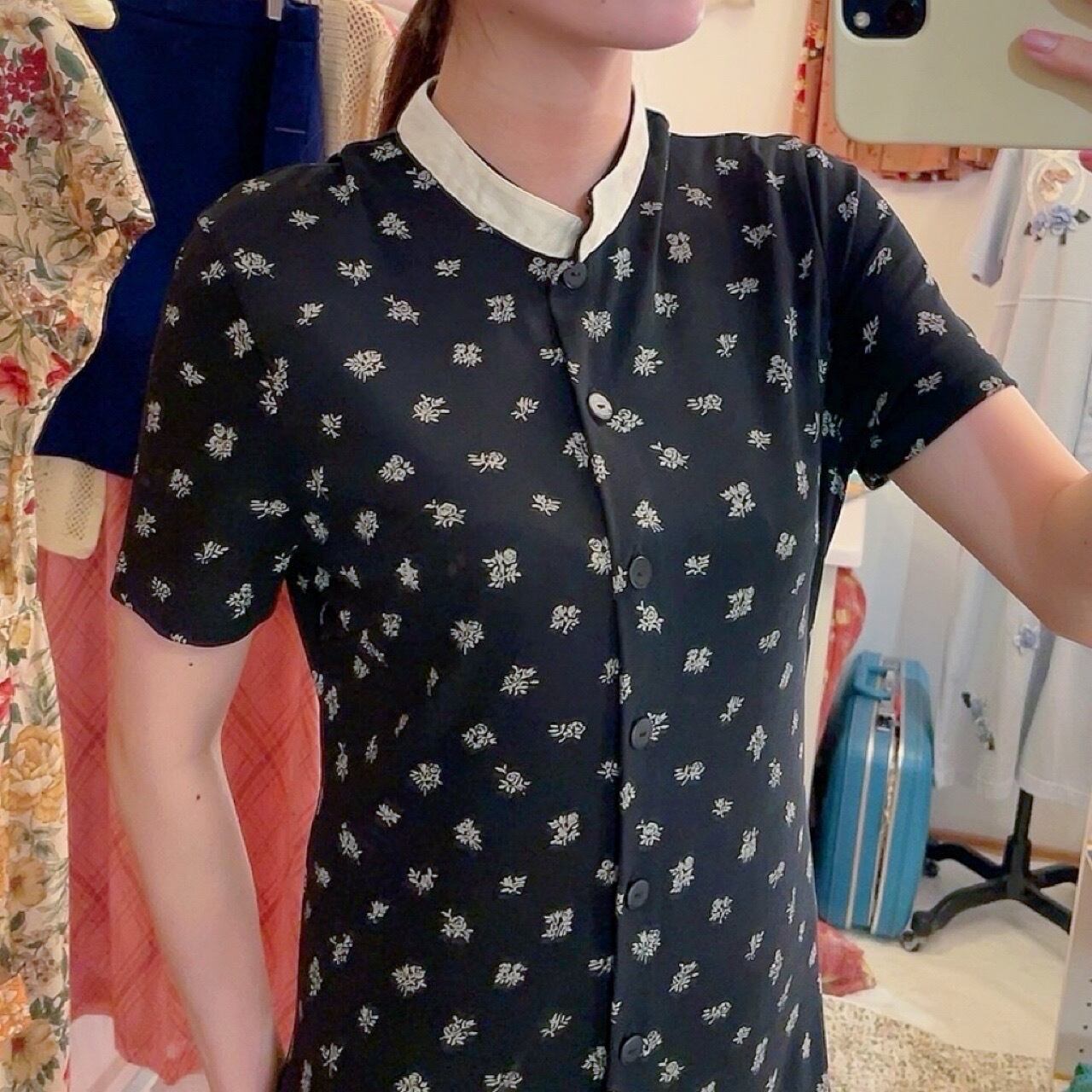 mini rose stand collar one-piece