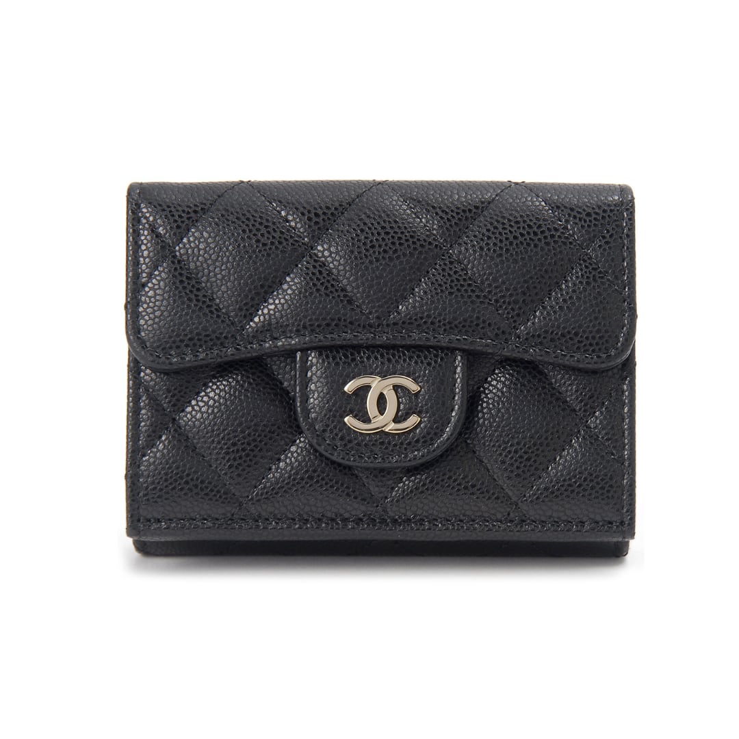CHANEL ブラック キャビアスキン 三つ折り財布