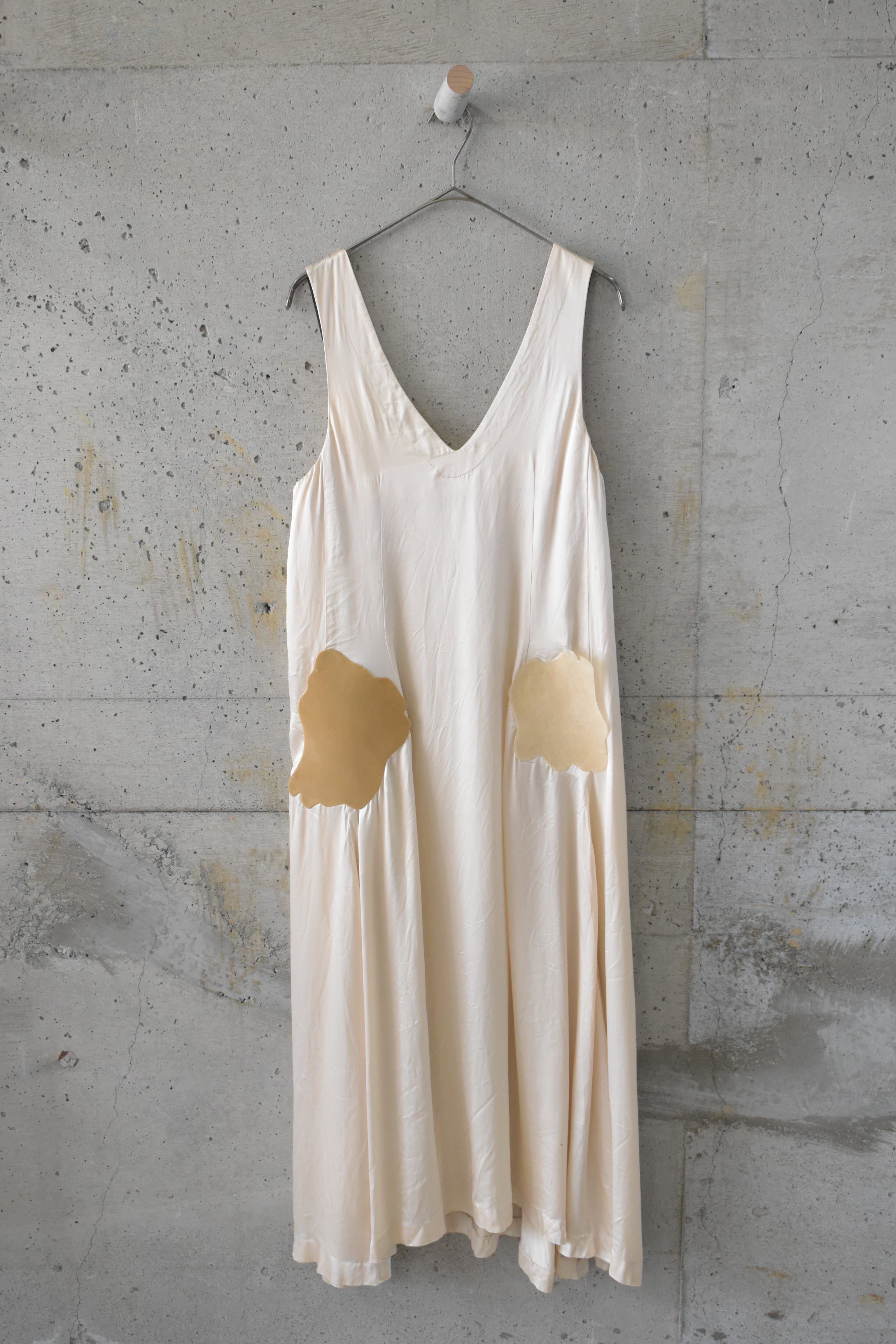 Champagne gold rubber pocket dress