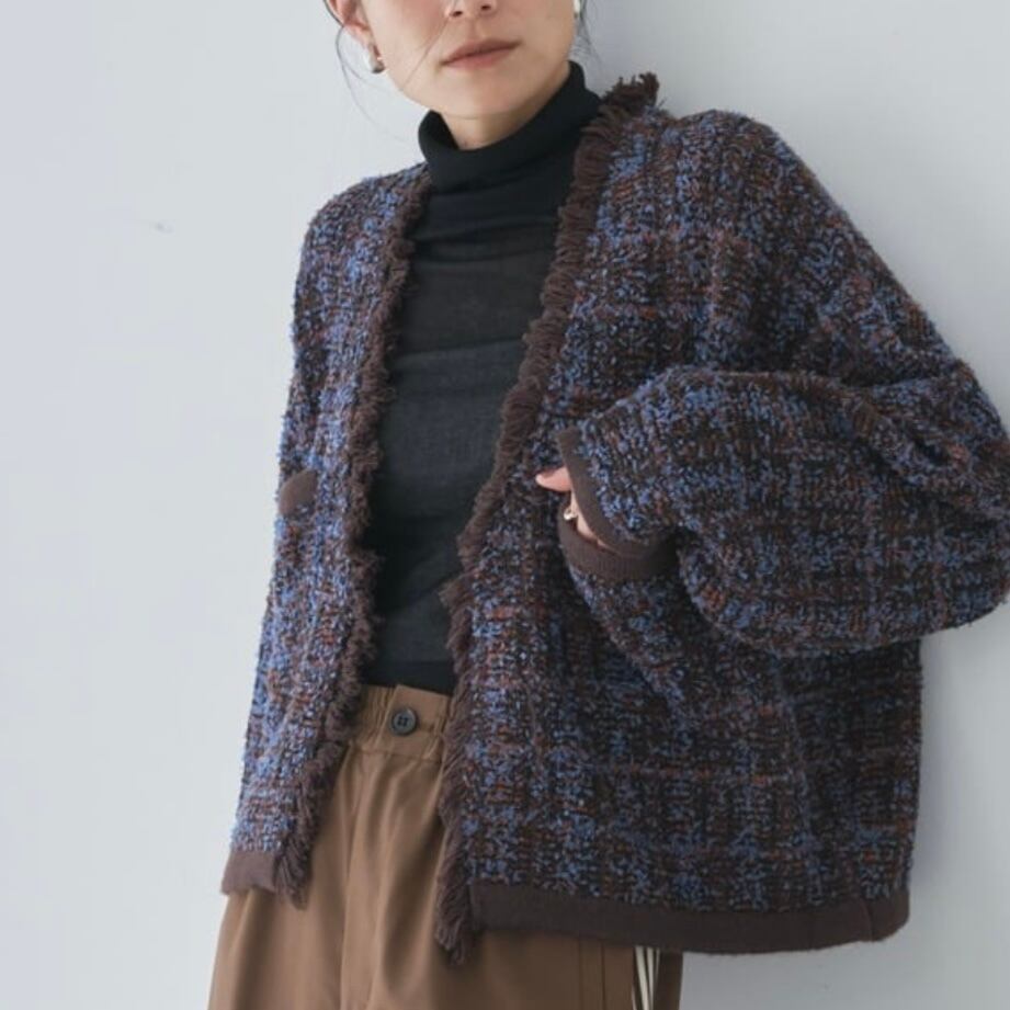 【 Audrey and Johnwad 】ニットツイードカーディガン