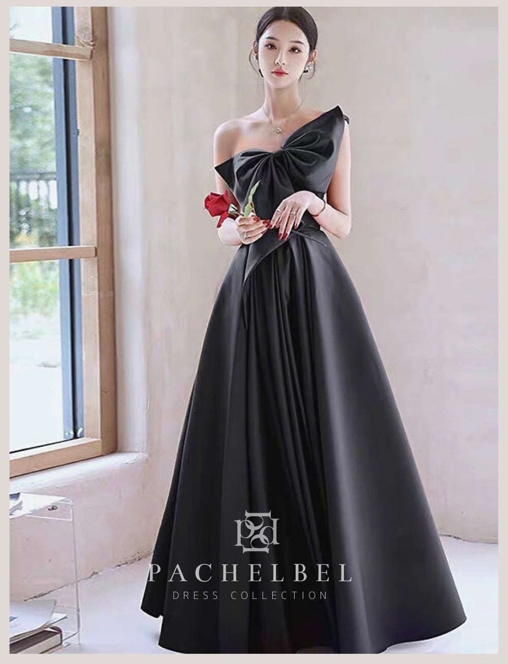 ブラックリボンワンショルダードレス | PACHELBEL パッヘルベル ブラックリボンワンショルダードレス | PACHELBEL パッヘルベル