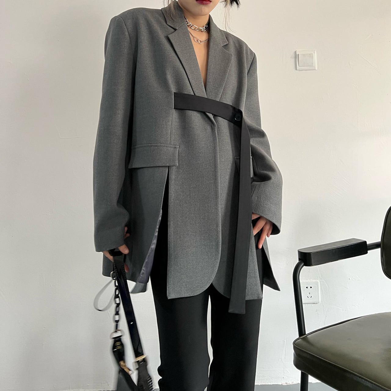 Tailored Oversized Long Jacket L00401