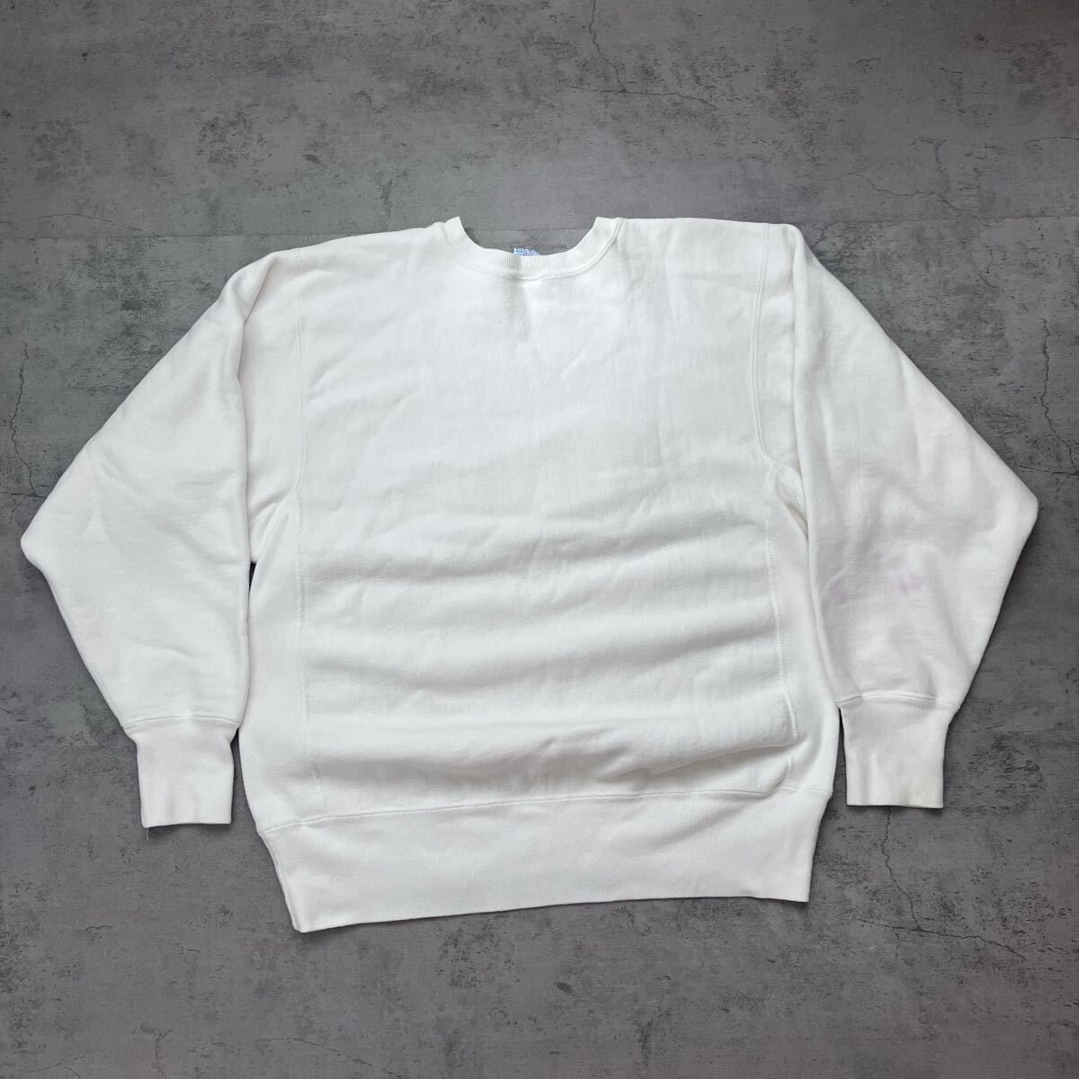 90s usa製 チャンピオン スウェット ホワイト リバースウィーブ オールド 90s USA製 Champion Reverse Weave White on White 刺繍ロゴ L