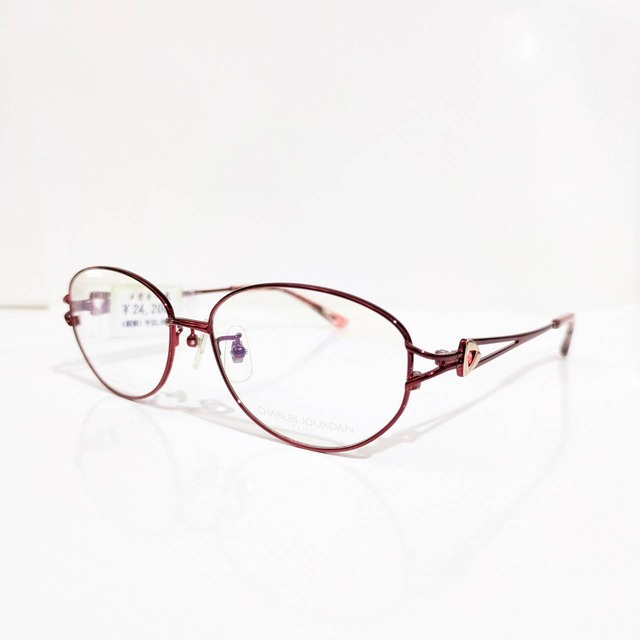【CHARLESJOURDAN】オーバルメタルフレーム　ワインレッド