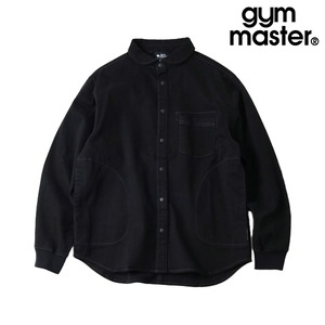 gym master ジムマスター ストレッチデニム＆ツイル シャツジャケット メンズ スナップボタン 長袖 ジャケット カツラギ デニム ストレッチ オーバーサイズ ワーク アウトドア G833720 ブラック