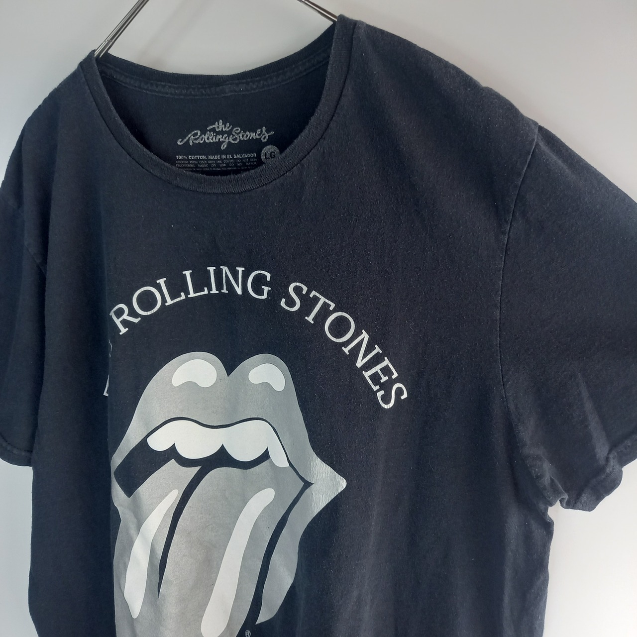 ローリングストーンズ　クルーネック　Tシャツ　半袖　バンドT　ビッグロゴ　黒　L