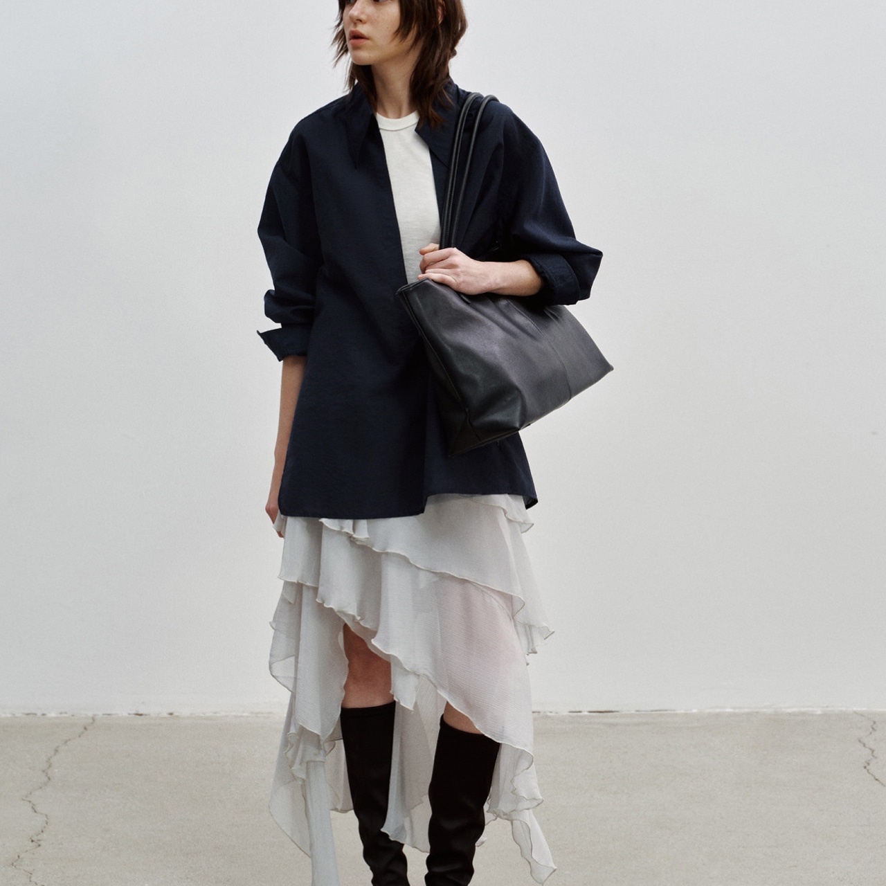 Open Collar Oversized Shirt 【2color】 T0738