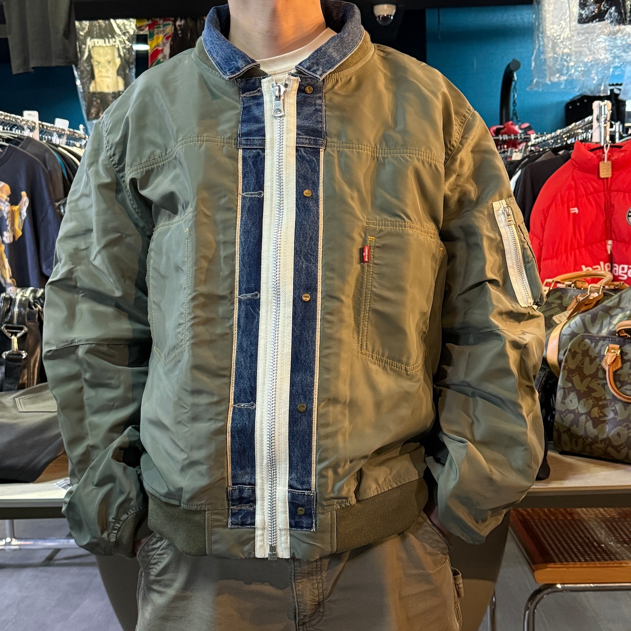 【sacai / Levi's】サカイ リーバイス デニム × ナイロンツイル MA-1 ジャケット リバーシブル