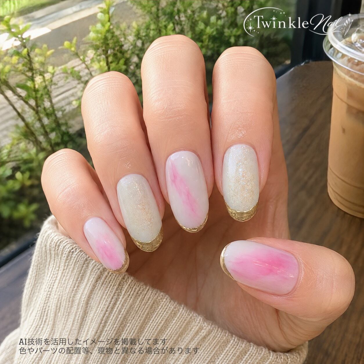 ネイルチップ♡ピンク レッド 量産型 地雷 韓国 ワンホン イニシャル