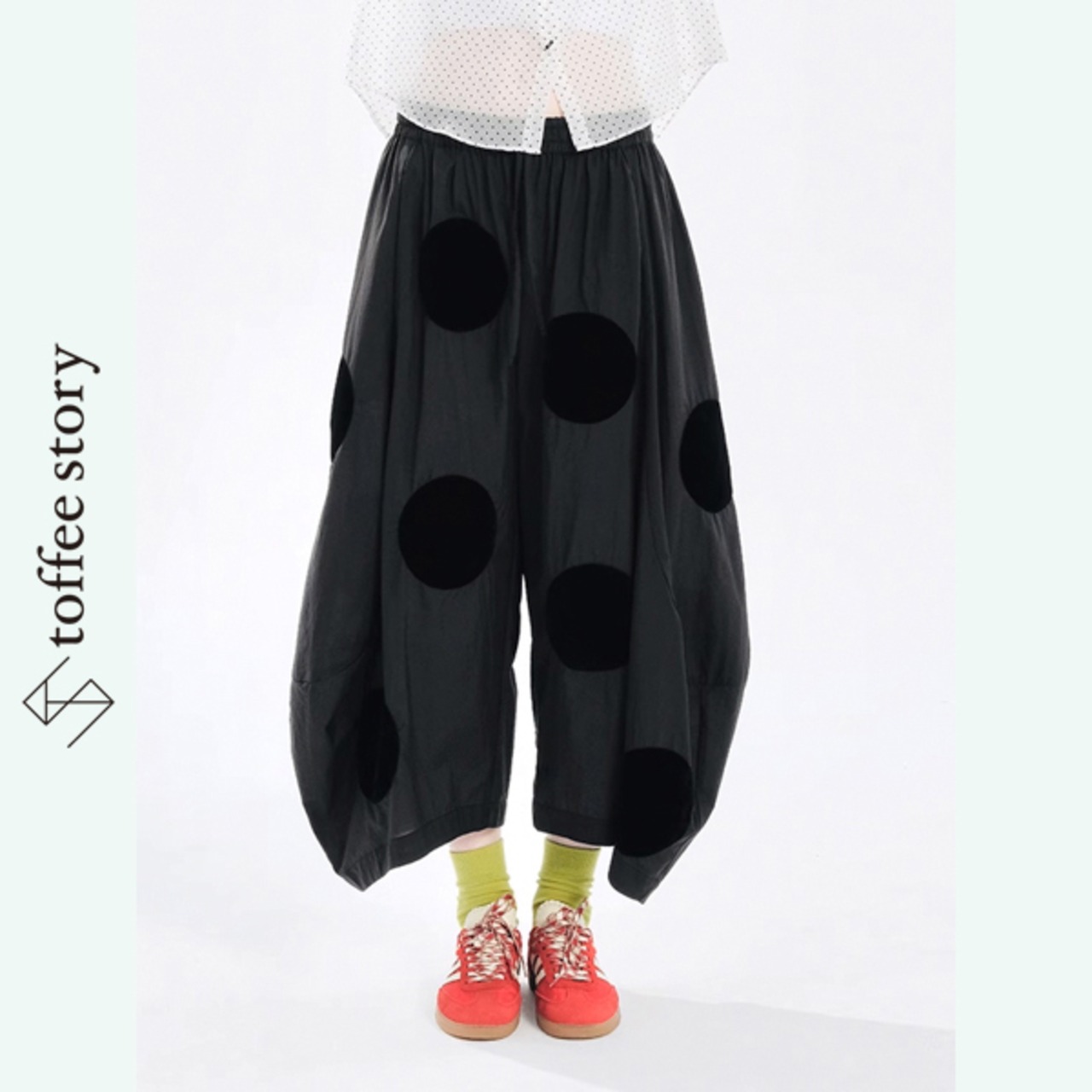 ビッグドット カーブレッグ ワイドパンツ i0368