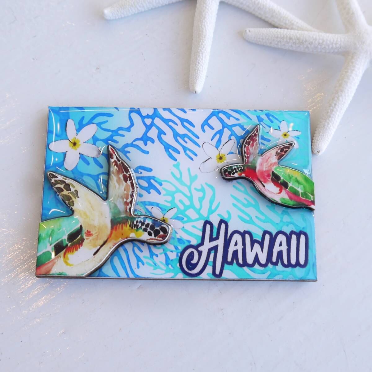 ★ハワイ直輸入★スクエア 立体 マグネット/キッチンマグネット/ハワイ磁石<SG-18/3D/ホヌ>