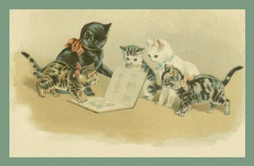 ドイツ製 　ポストカード　読み聞かせ　絵本　猫　仔猫