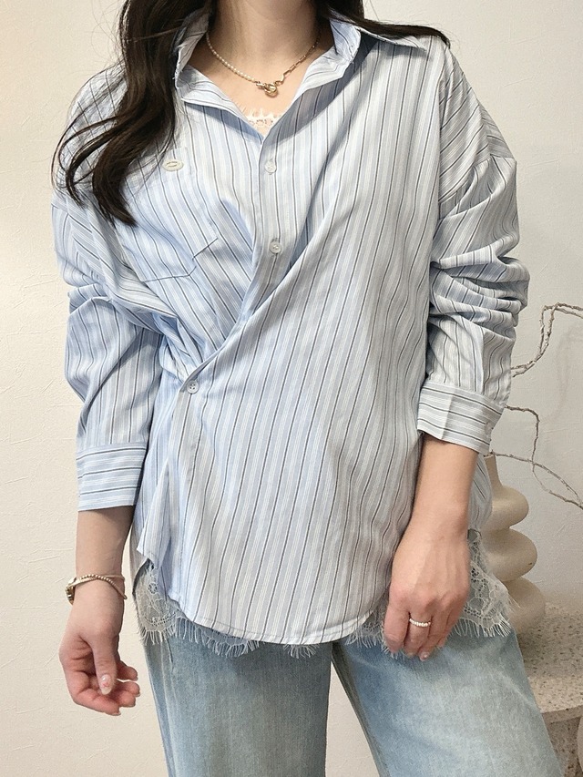 【予約販売】2way stripe shirt (SKYBULE)