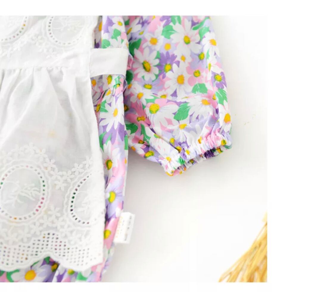 ペールカラーフラワーエプロンワンピース》》》》》》海外子供服 韓国子供服 エプロンワンピース エプロン エプロンドレス ワンピース ドレス お花 女の子 キッズ ベビー マルチカラー