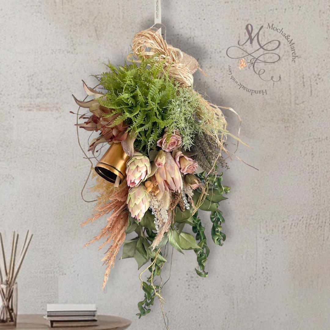 光触媒加工 フラワーリース｜大人ピンクローズが咲き誇る壁掛け