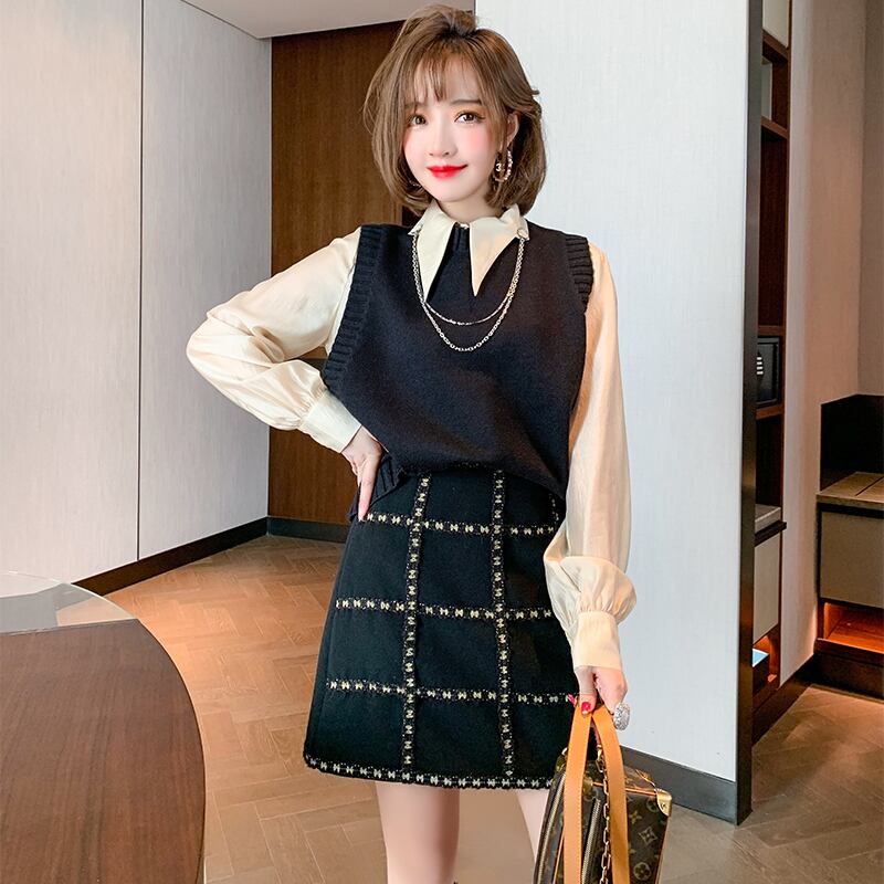 チェーン カラーシャツ ルーズニットスプリング 春物 MIUCO62125547191