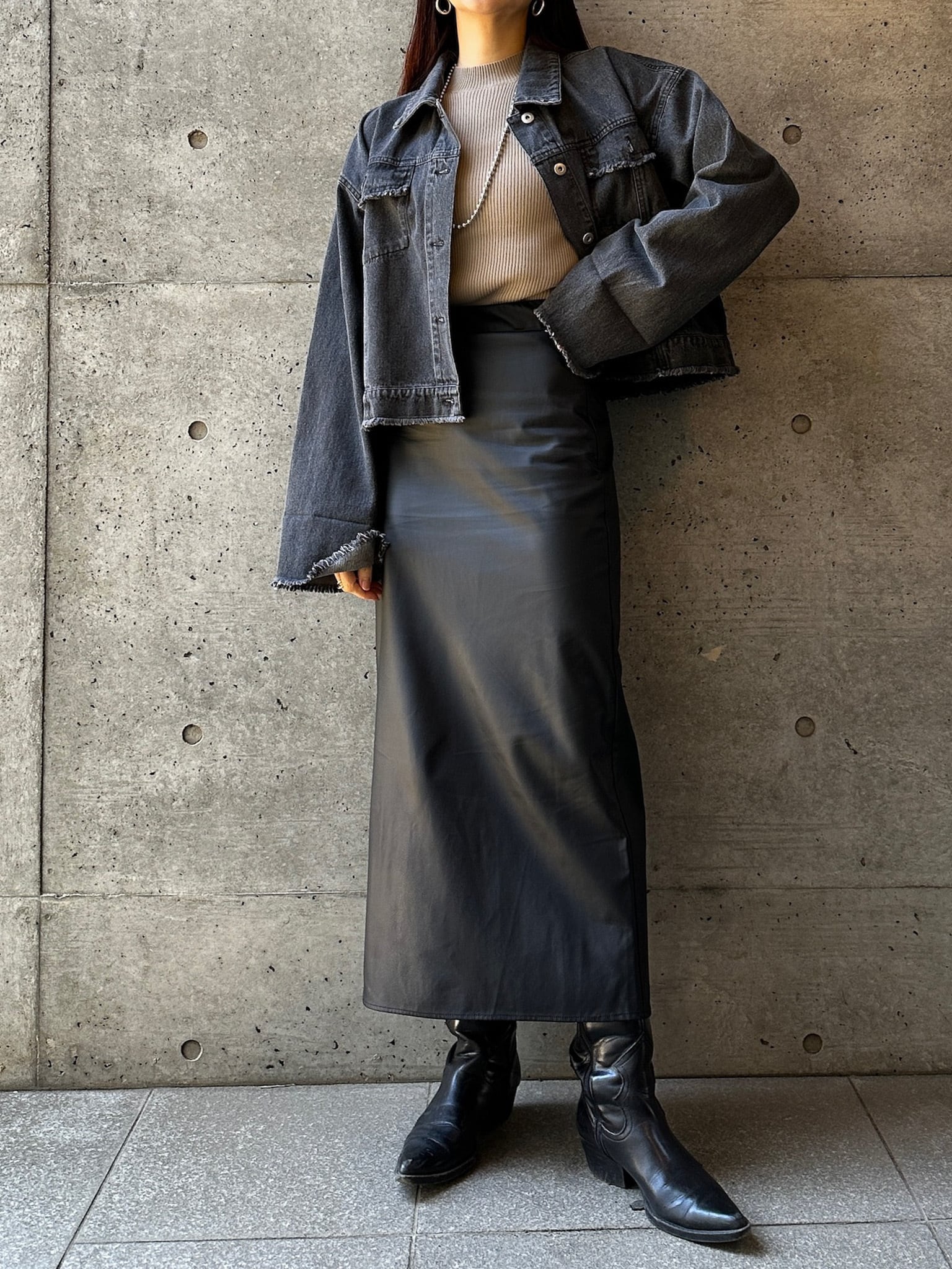 ウォッシャブル加工／FAUX LEATHER SKIRT（ﾌｪｲｸﾚｻﾞｰｽｶｰﾄ）【5876100