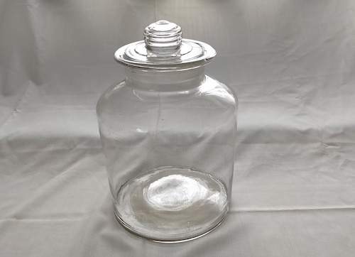 【Sold Out】昭和レトロ☆モヤモヤ硝子の蓋付きガラス瓶(大)