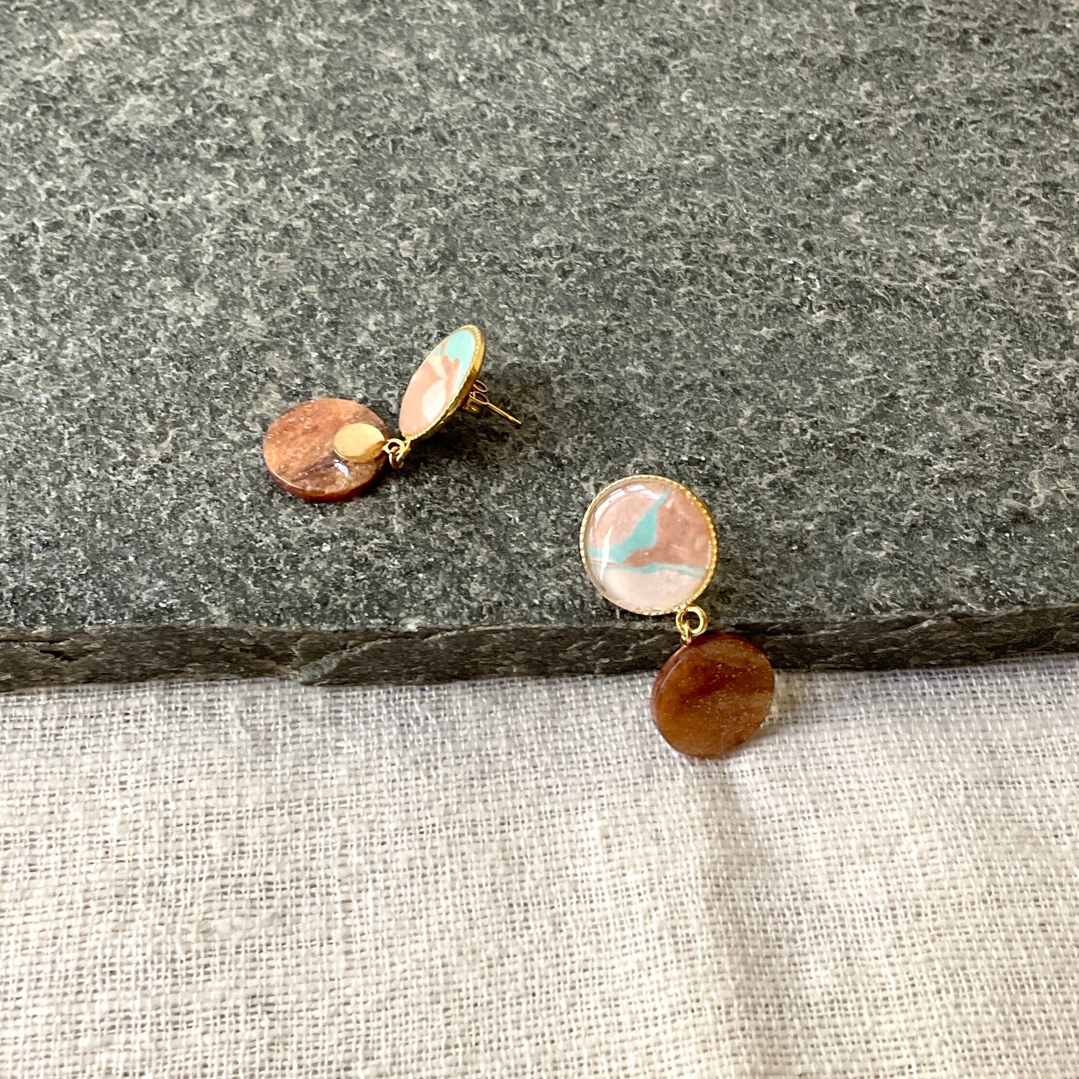 【L’aquamarmo】マーブリングピアス