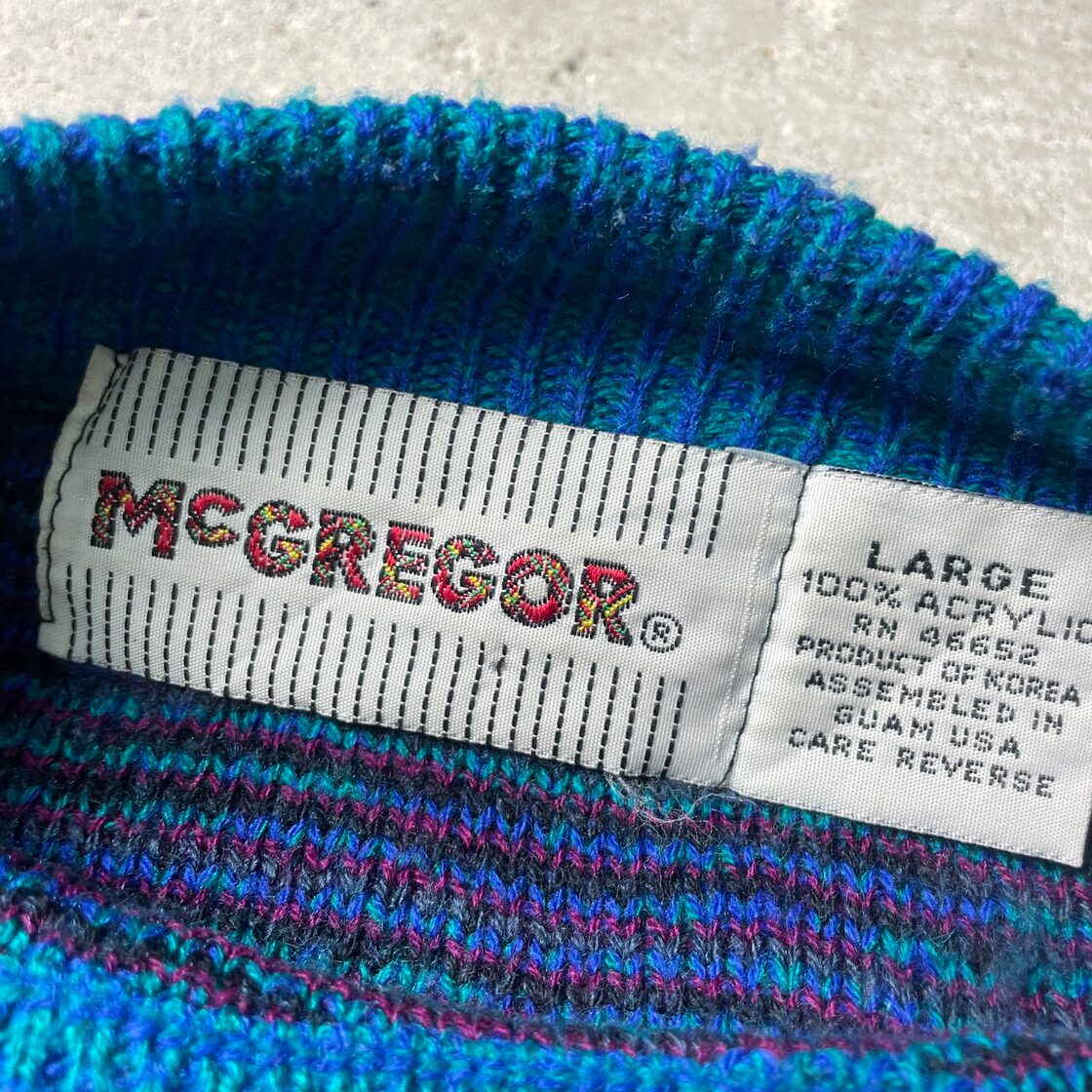 80年代 McGREGOR マックレガー 総柄 アクリルニットセーター メンズL 